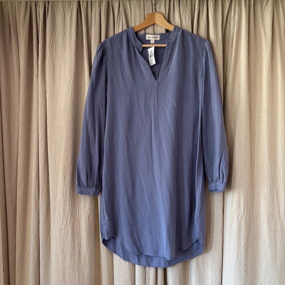 NWT Cloth & Stone Tencel Tunic Dress Medium Midnight Blue V-Neck